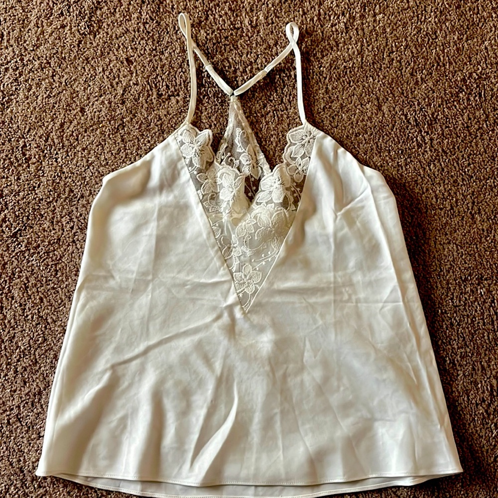 Flora Nikrooz white Cami Camisole Tank Top with lace sz Xs